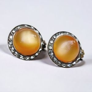 Vintage art deco orange moonglow earrings
